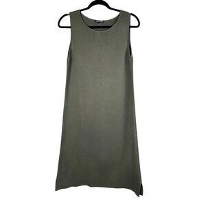 EILEEN FISHER Silk Organic Cotton Olive Green Knit Tunic Dress Size XS